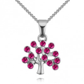 Colier Tree of life silver ciclama