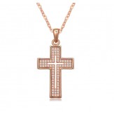 Colier cruce rose gold